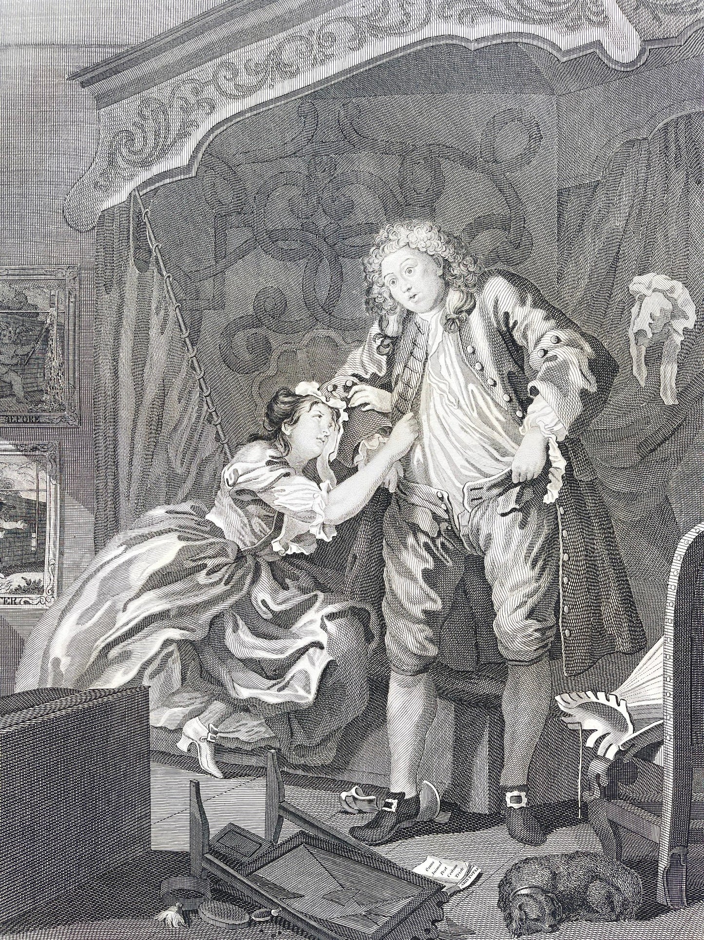 Antique Engraving - William Hogarth - Beauty Assessment - London - E5
