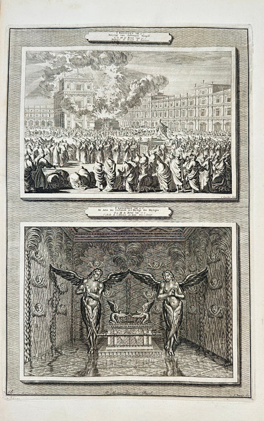 Antique Engraving - Pierre Mortier - Solemn Consecration of the Temple - F5