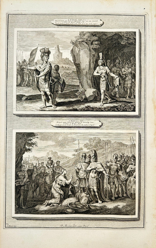 Antique Print - Mortier - David, Saul, and Abigail Old Testament Judaica - F5