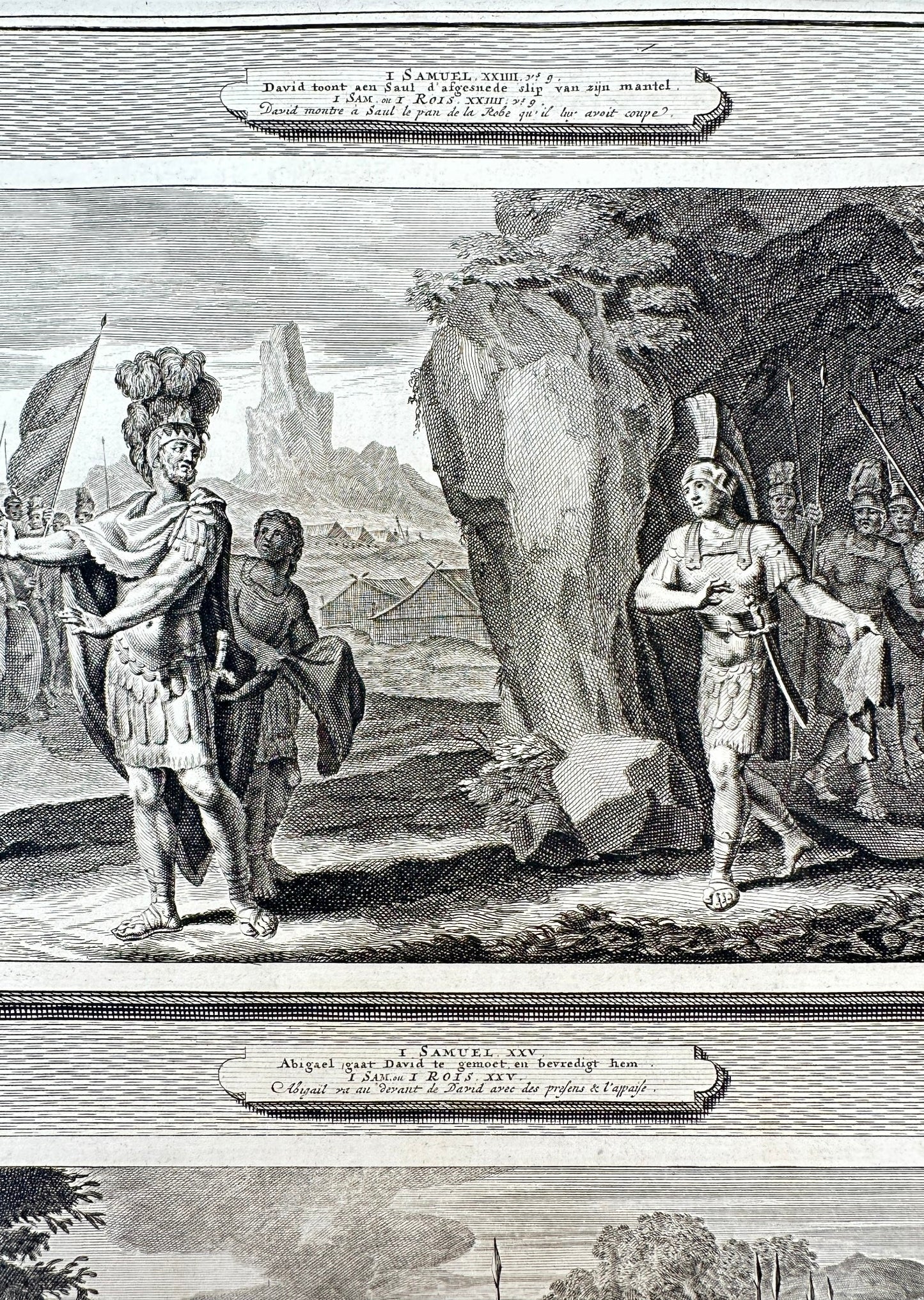 Antique Print - Mortier - David, Saul, and Abigail Old Testament Judaica - F5