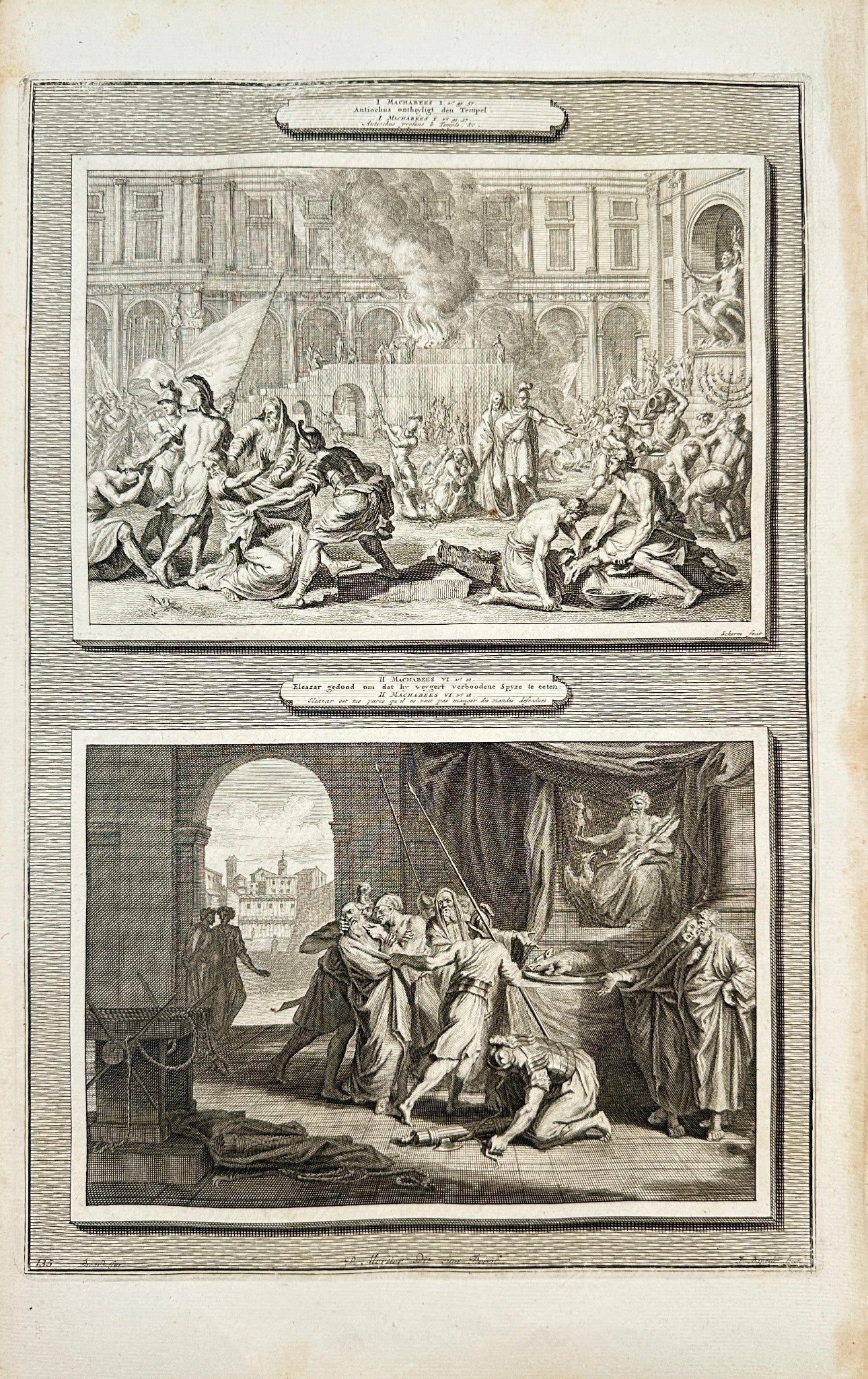 Antique Engraving - Pierre Mortier - Antiochus Desecrates the Temple - F5