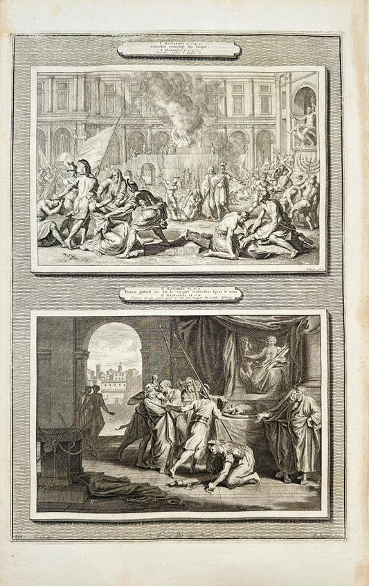 Antique Engraving - Pierre Mortier - Antiochus Desecrates the Temple - F5
