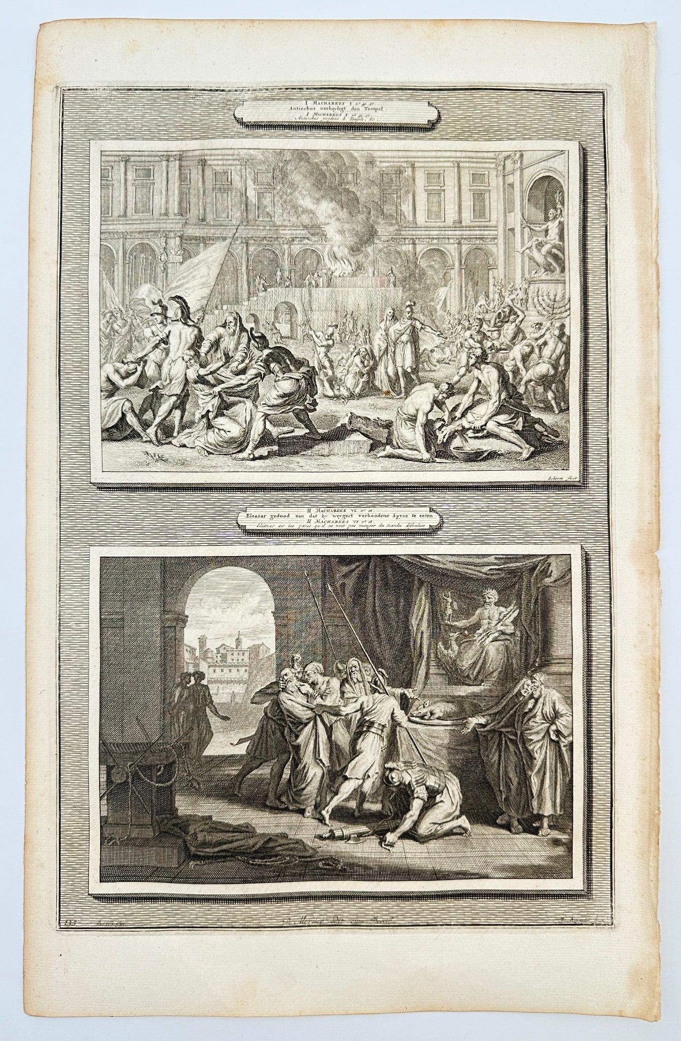 Antique Engraving - Pierre Mortier - Antiochus Desecrates the Temple - F5