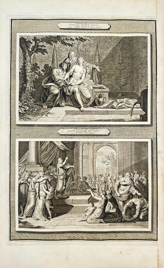 Antique Engraving - Pierre Mortier - Susanna Tempted to Unchastity - F5
