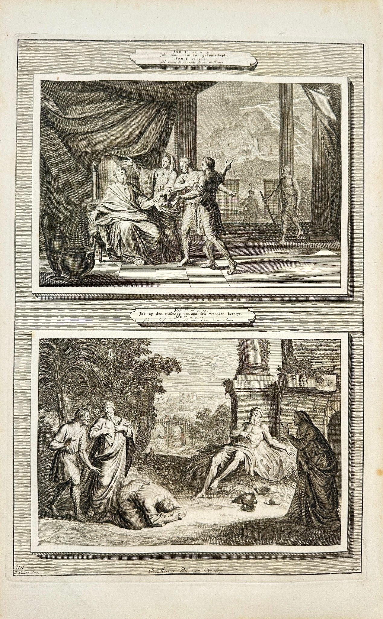 Antique Print - Mortier - Job Dunghill Visited Friends wife First Series - F5