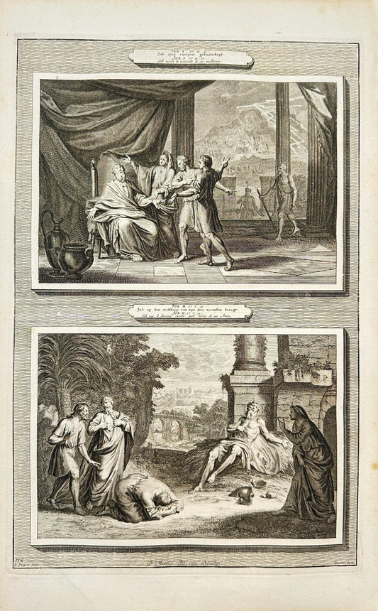 Antique Print - Mortier - Job Dunghill Visited Friends wife First Series - F5