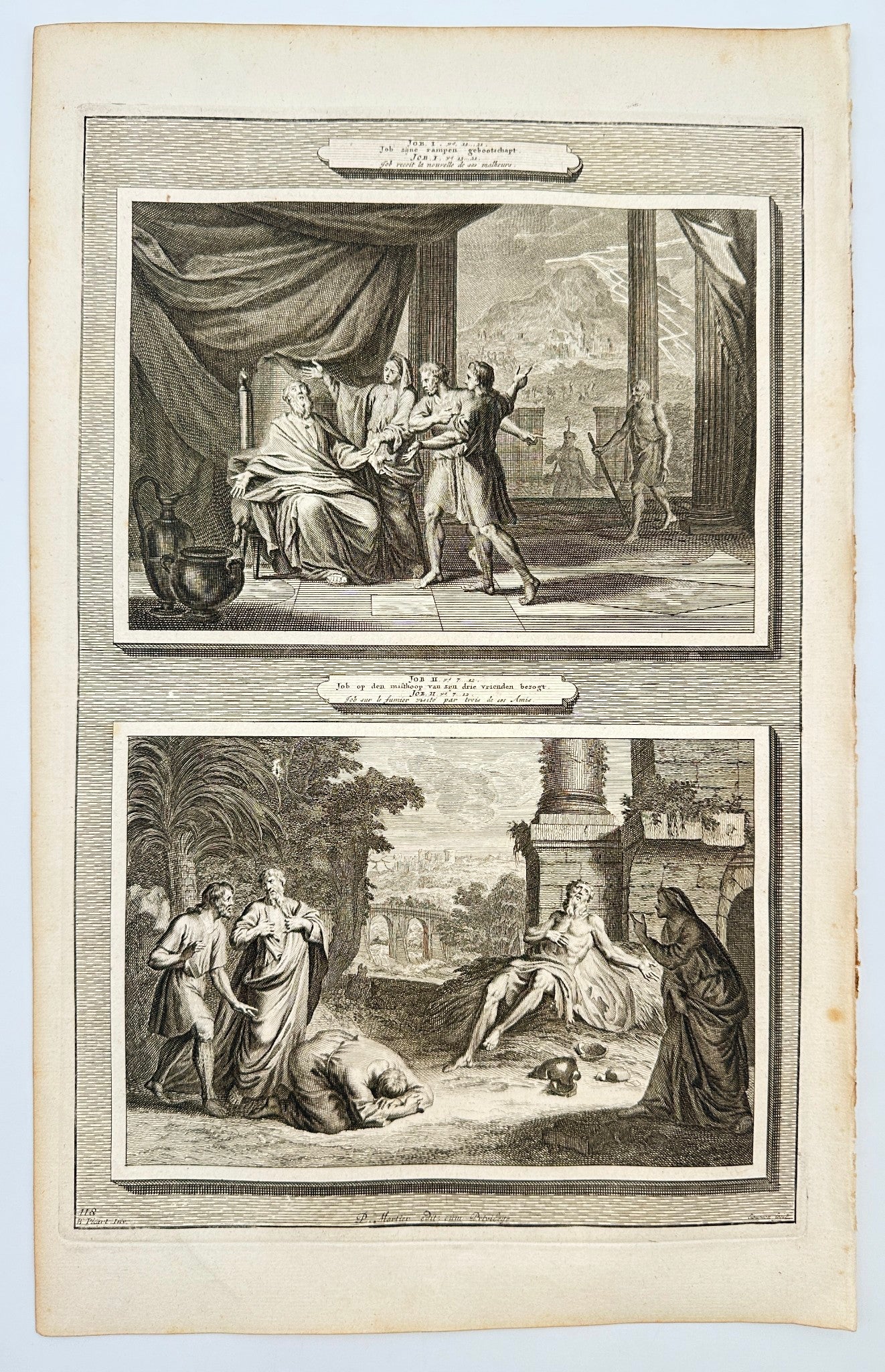 Antique Print - Mortier - Job Dunghill Visited Friends wife First Series - F5