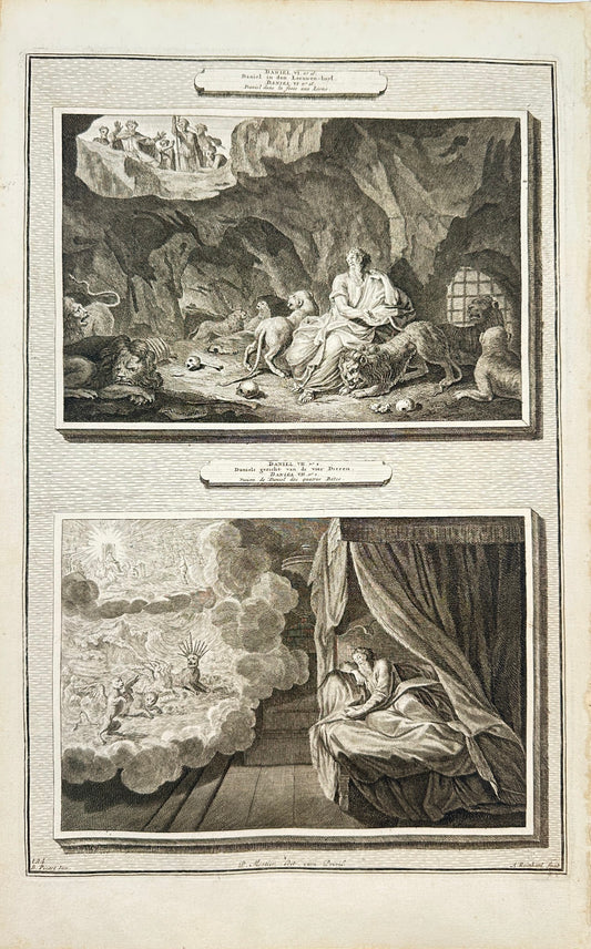 Antique Engraving - Pierre Mortier - Daniel in the Lions Den - Amsterdam - F5