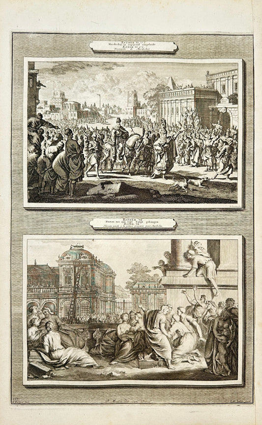 Antique Engraving - Pierre Mortier - Mordecai Led in Triumph - Amsterdam - F5