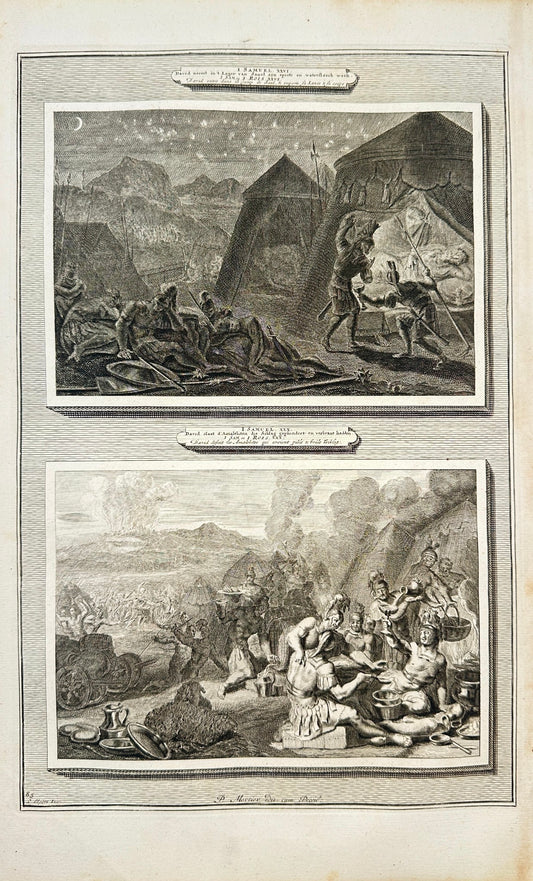 Antique Print - Pierre Mortier - David Defeats the Amalekites - Amsterdam - F5