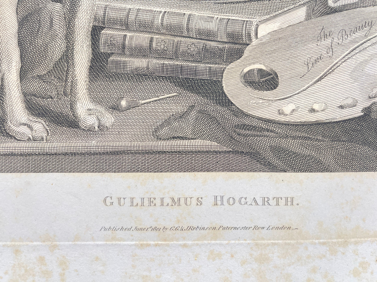 Antique Engraving - William Hogarth - Portrait of Gulirlmus Hogarth - E5