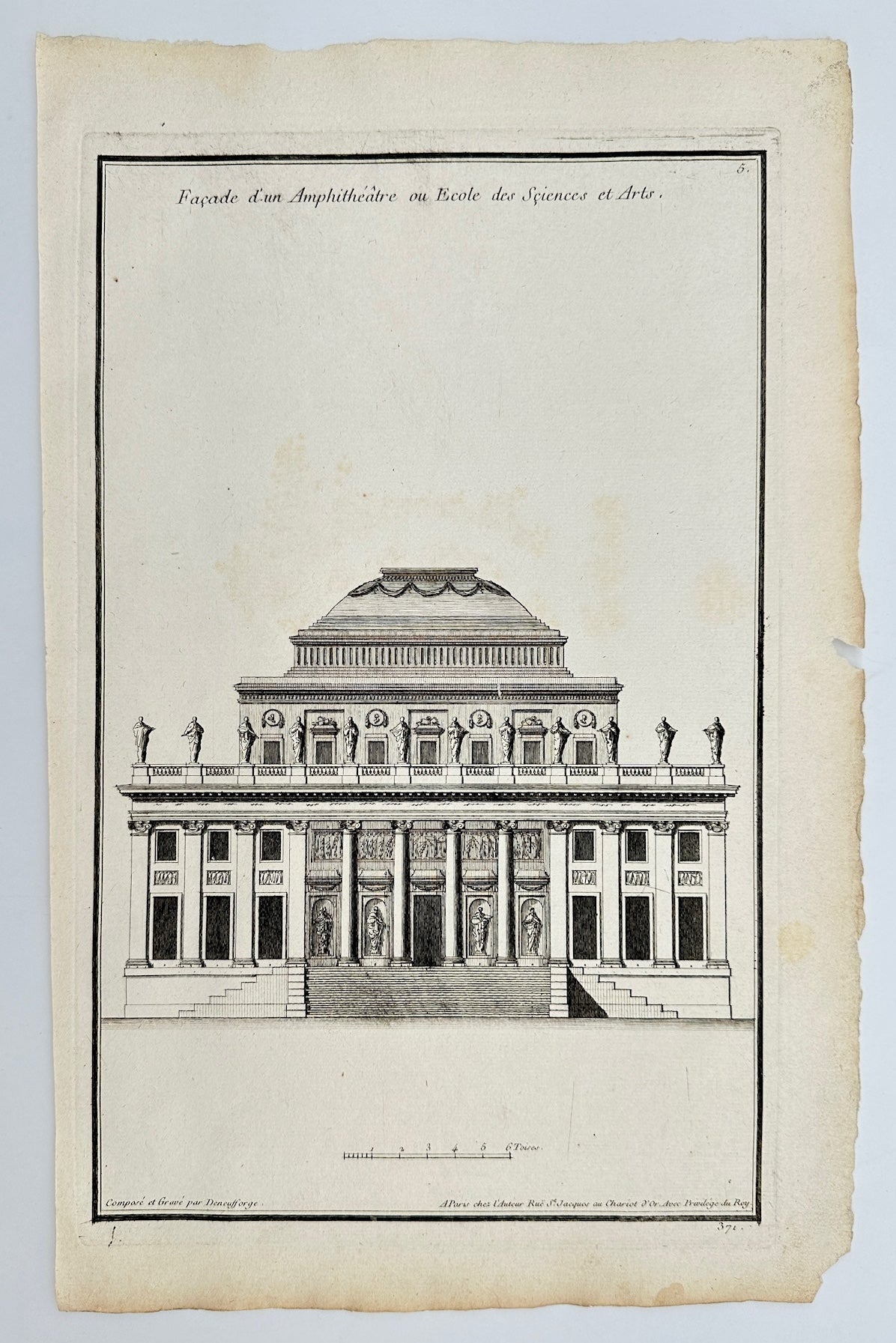 Antique Print - Jean-Francois de Neufforge - Grand Theater of Bordeaux - F4