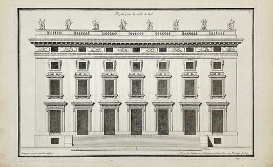 Antique Print - Jean-Francois de Neufforge - Plan Facade for the Ballroom - F4
