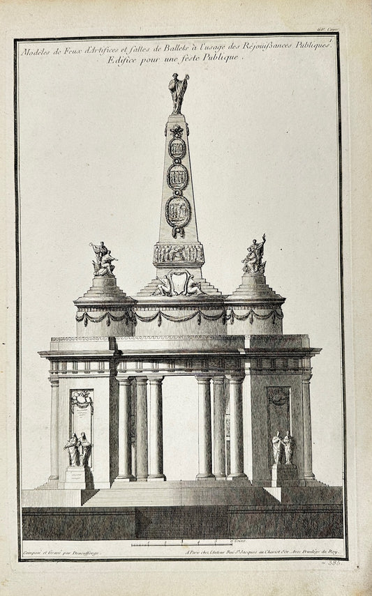 Antique Architectural Print - Building for a Public Festival - France - F4