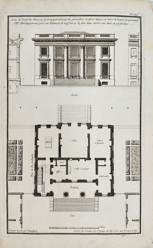 Antique Architectural Print - Jean-Francois de Neufforge - Building Diagram - F4