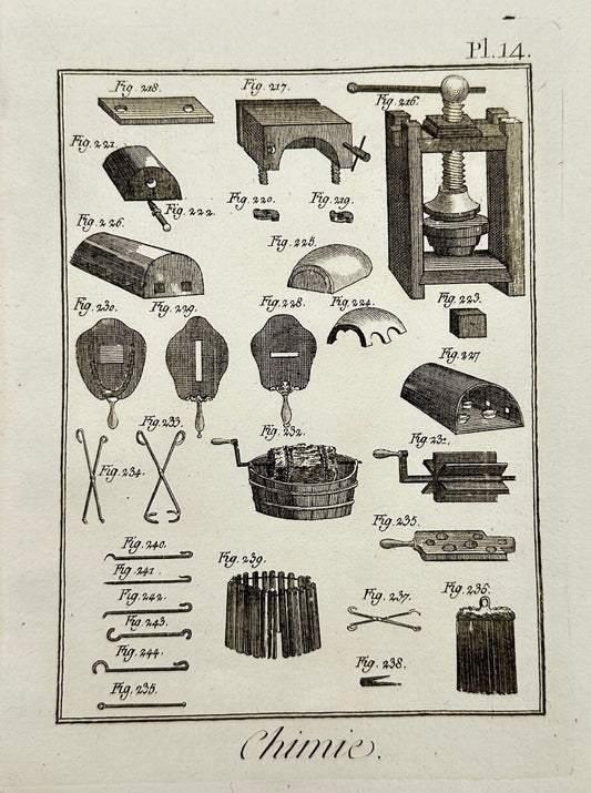 Antique Print - Jacques Renaud Bernard - Chemistry Plate - C2