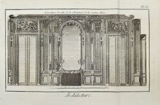Antique Engraving - Jacques Renaud Bernard - Fireplace Side Facade - Paris - C2