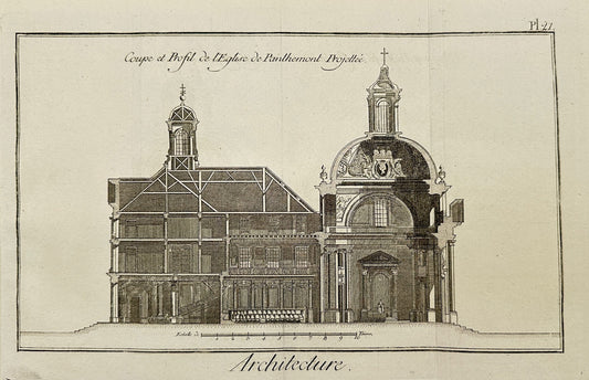 Antique Print - Jacques Renaud Bernard - Penthemont Royal Abbey - Church - C2