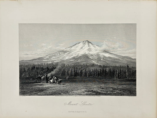 Antique Engraving - Cullen Bryant - View of Mount Shasta - New Jersey - F5