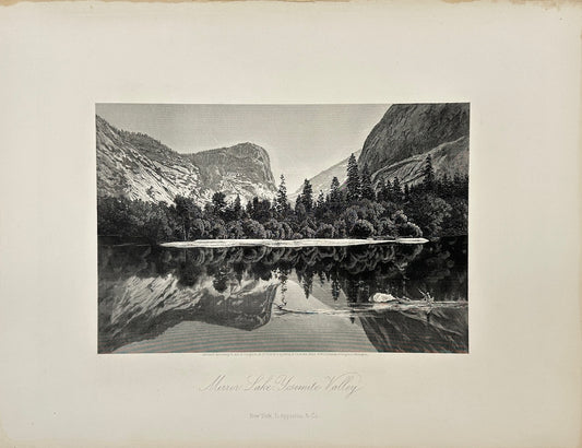 Antique Engraving - William Cullen Bryant - Murer Lake - Yosemite Valley - F5