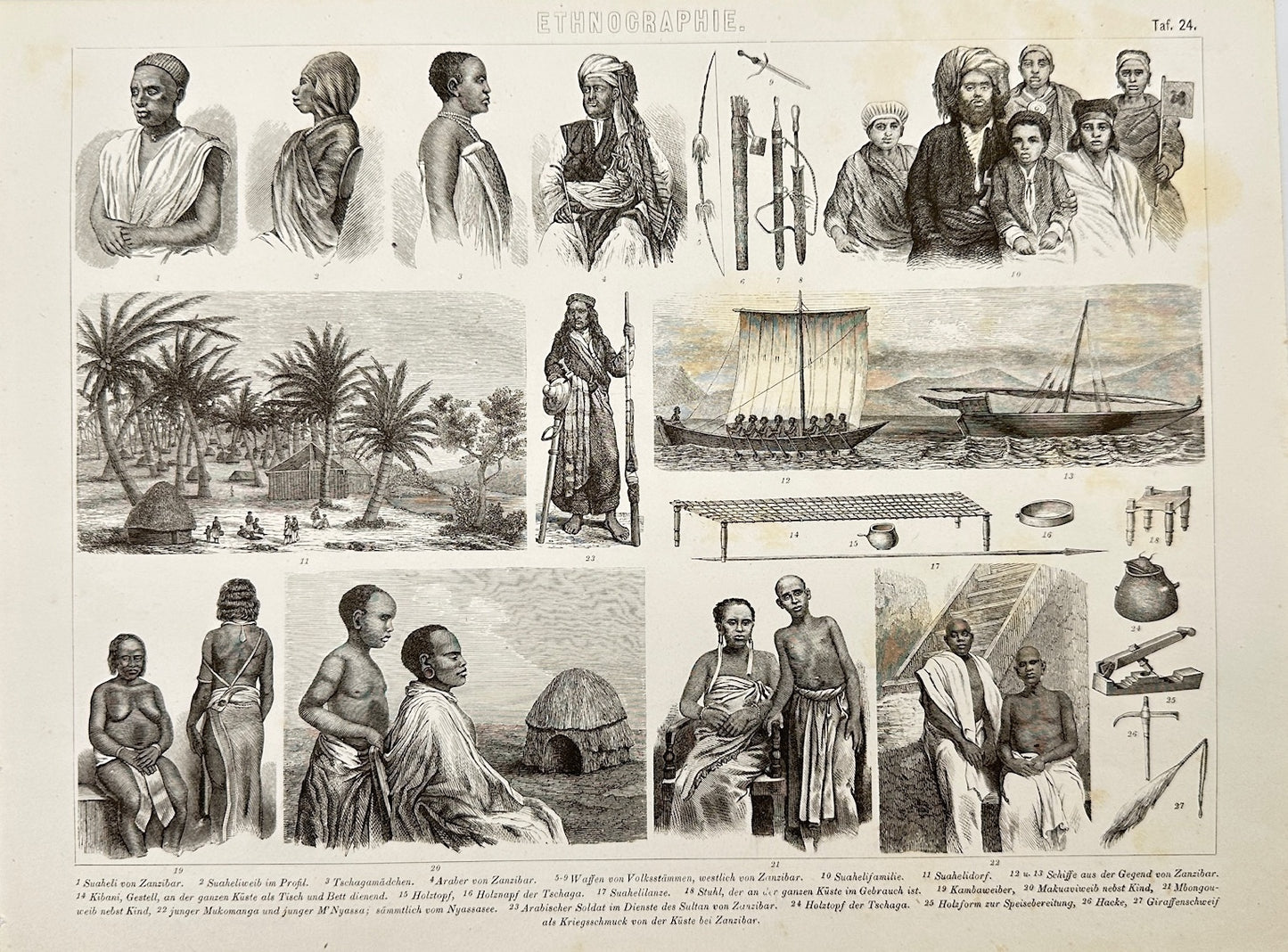 Antique Print -Friedrich Arnold Brockhaus -  Afritanische Bolterschaften - C5