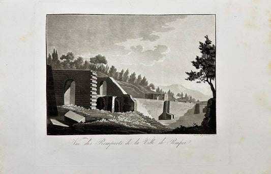 Antique Print - Paul Fumagalli - At the Ramparts of the City of Pompeii - F3