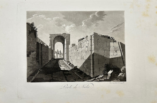 Original Antique Print - Paul Fumagalli - View of Gate of Nola - Pompeii - F3