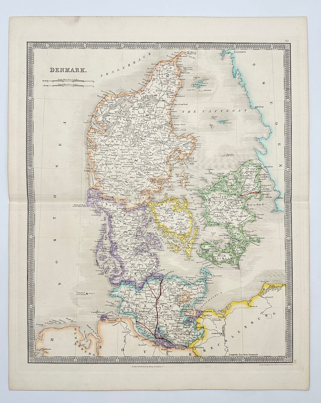 Antique Map - John Dower - Map of Denmark - The Kattegat - Geography - G3