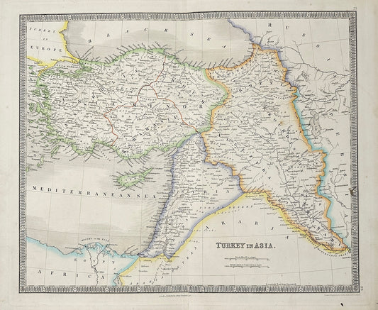 Antique Map - John Dower - Map of Turkey in Asia - Mediterranean Sea - G3