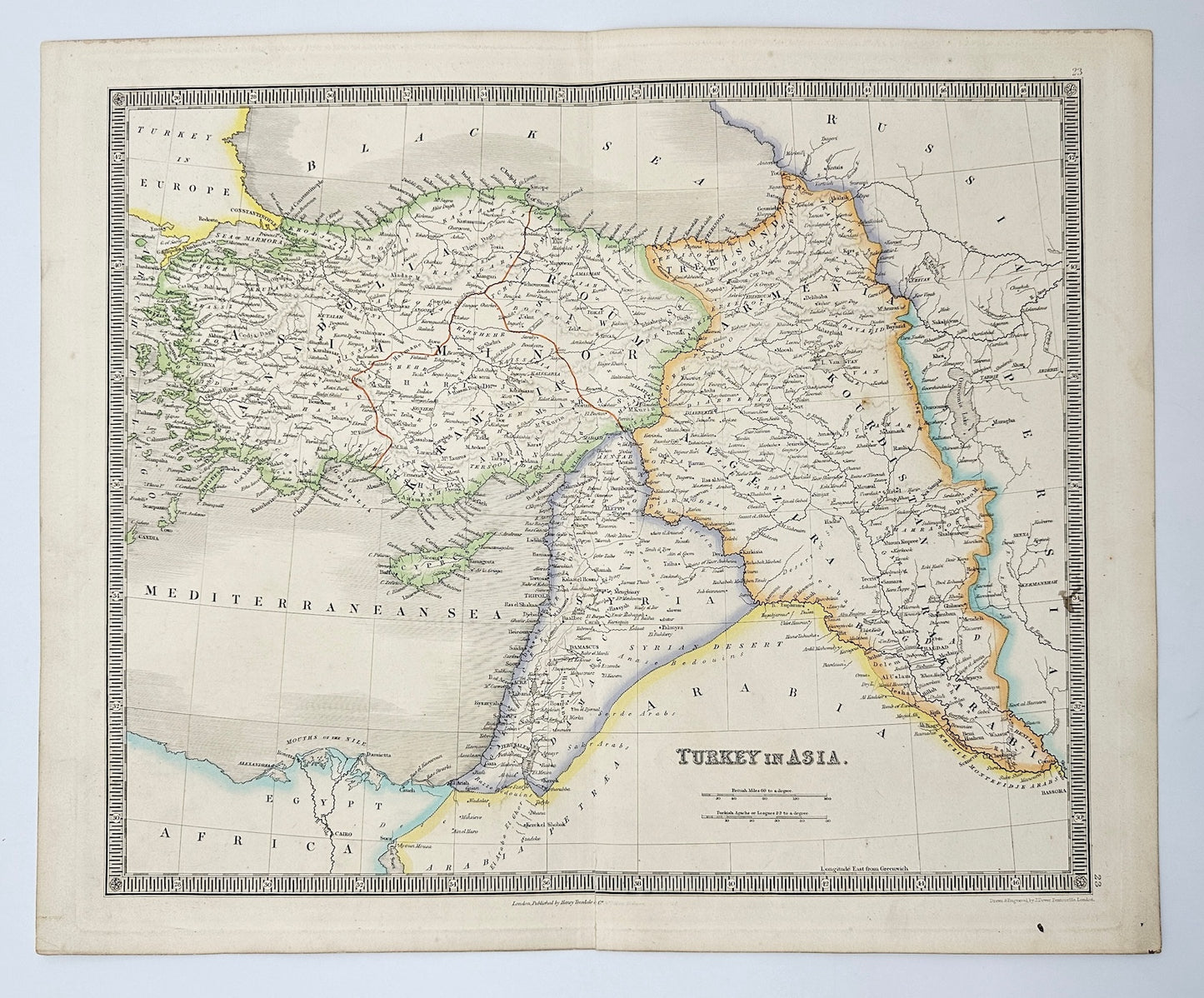 Antique Map - John Dower - Map of Turkey in Asia - Mediterranean Sea - G3