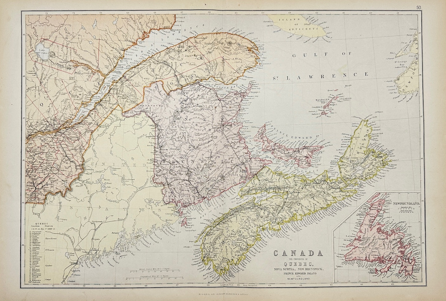 Original Antique Map - Walter Graham Blackie - Canada - Blackie & Son’s - G3