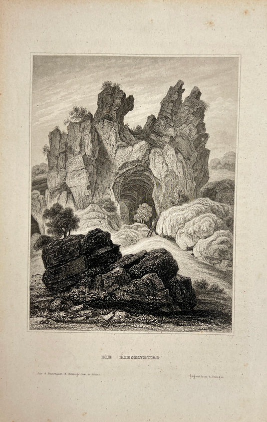 Original Antique Engraving - Karl Reiss - The Giant Castle - Germany - E5