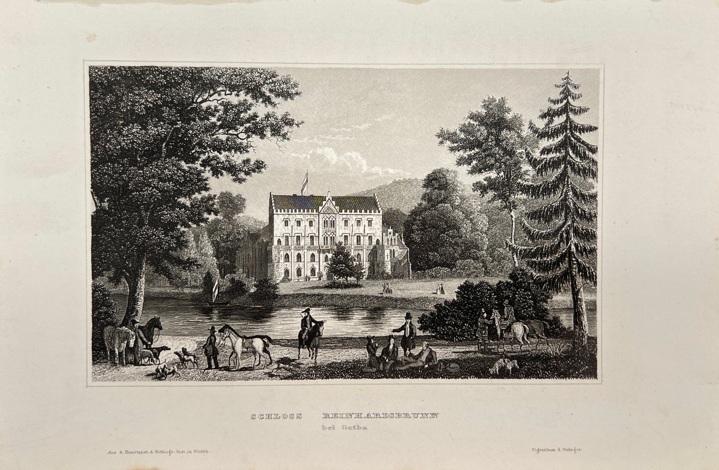 Original Antique Engraving - Karl Reiss - Reinhardsbrunn Castle - German - E5