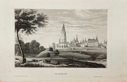 Original Antique Engraving - Karl Reiss - View of Tsarskoe - German - E5