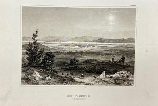 Original Antique Engraving - Karl Reiss - The Piraeus (Greece) - E5