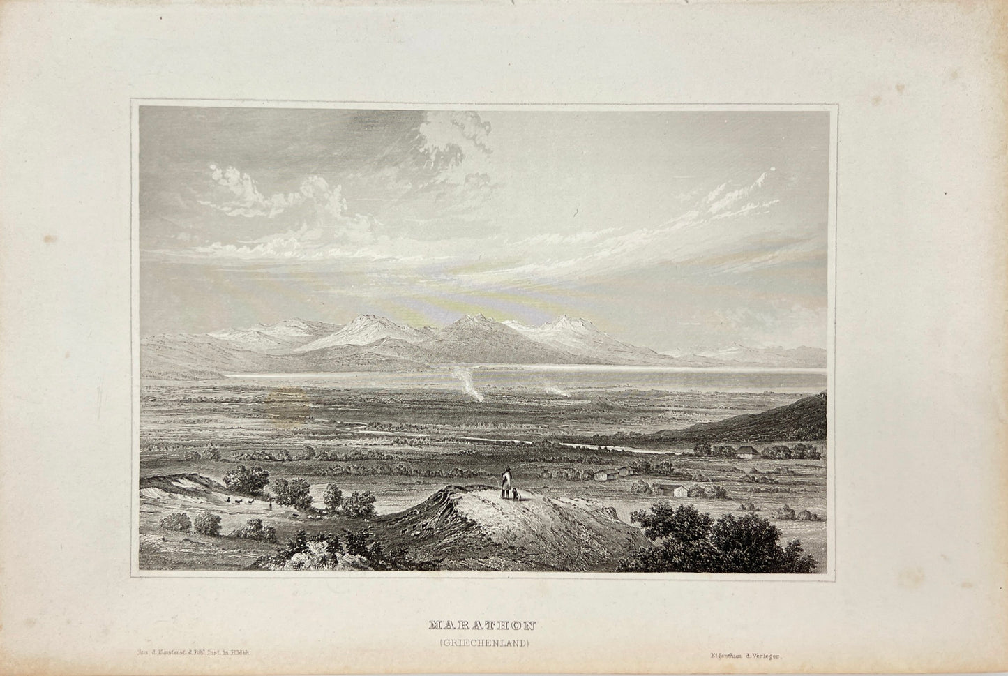 Original Antique Engraving - Karl Reiss - Marathon (Greece) - German - E5