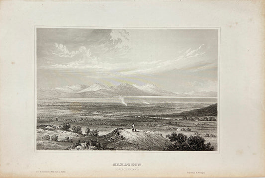 Original Antique Engraving - Karl Reiss - Marathon (Greece) - German - E5