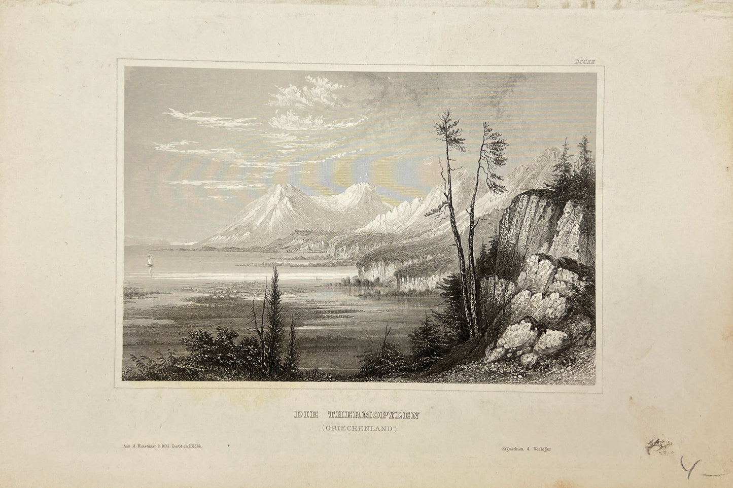 Original Antique Engraving - Karl Reiss - Thermopylae - Greece - E5