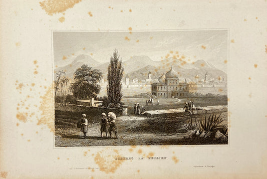 Original Antique Engraving - Karl Reiss - View of Shiraz in Persia - E5