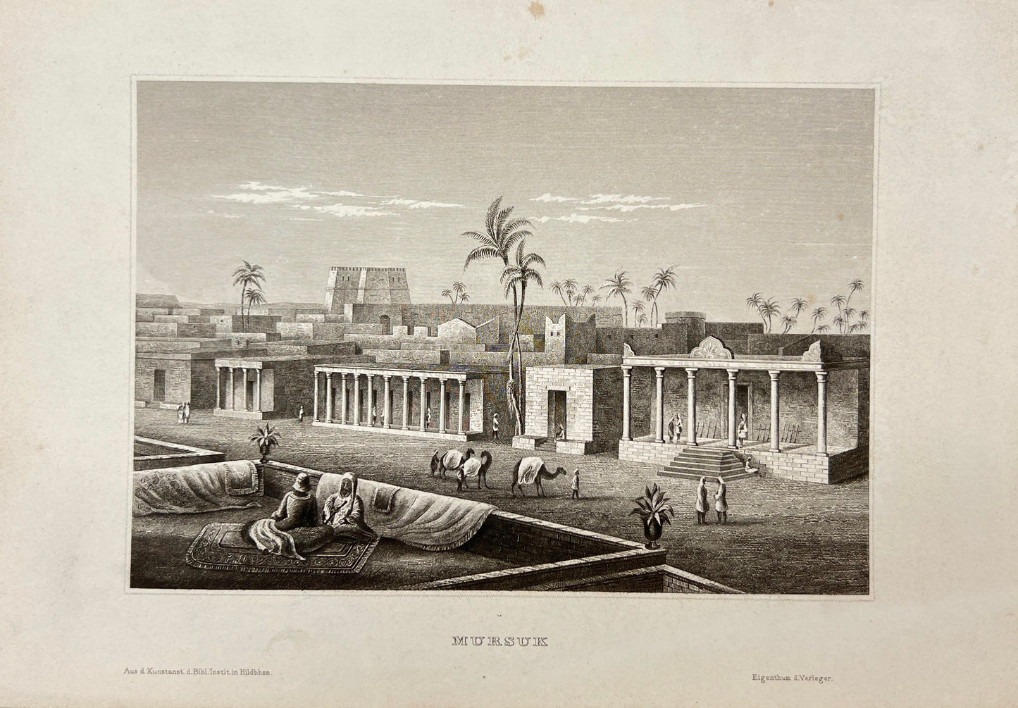 Original Antique Engraving - Karl Reiss - View of the city of Mursuk - E5