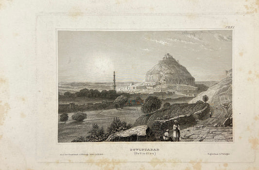 Original Antique Engraving - Karl Reiss - Dowlutabad (East India) - E5