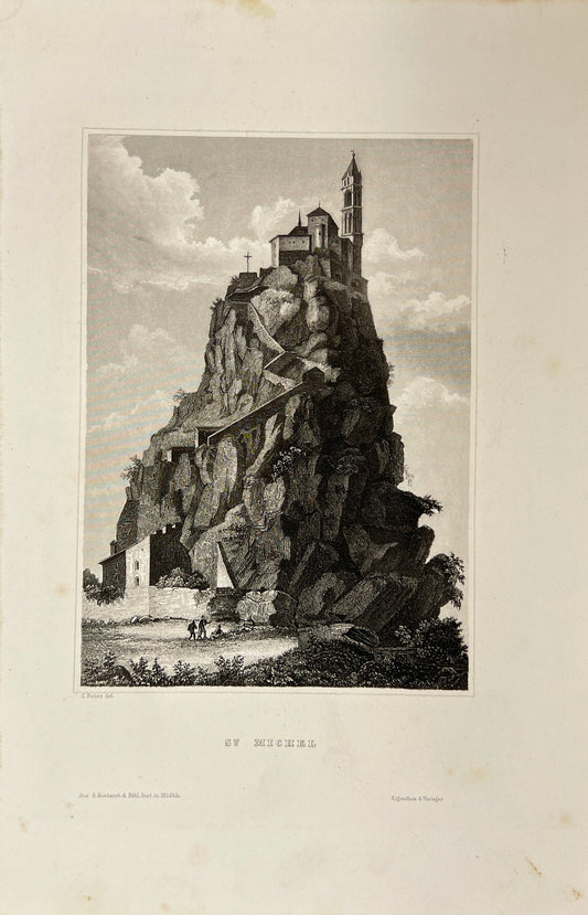 Original Antique Engraving - Karl Reiss - Chapel Saint Michel - France - E5