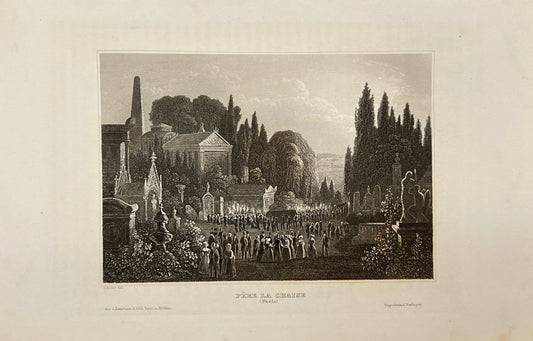 Original Antique Engraving - Karl Reiss - Pere la Chaise - Paris - E5