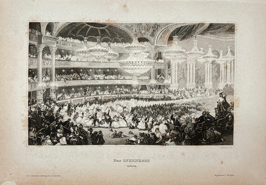 Antique Engraving - Karl Reiss - The Opera House in Paris - France - E5