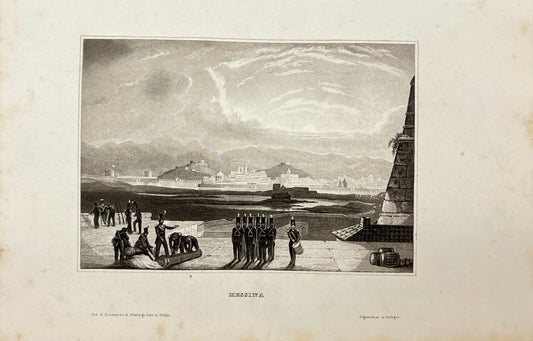 Original Antique Engraving - Karl Reiss - View of Messina in Italy - E5