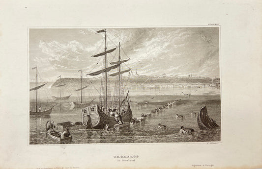 Original Antique Engraving - Karl Reiss - The city of Taganrog in Russia - E5