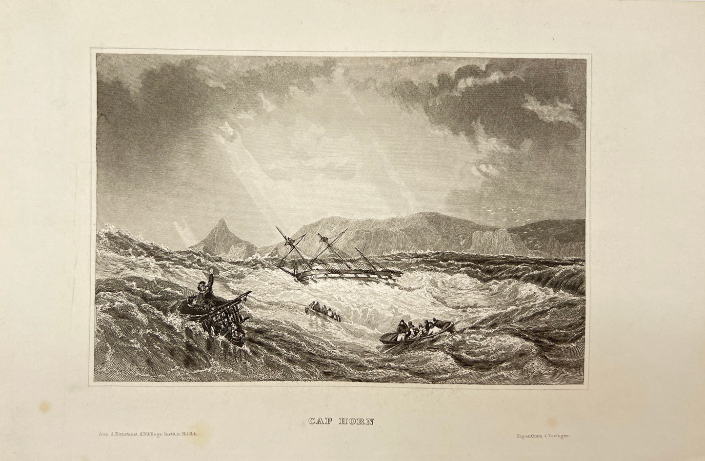 Original Antique Engraving - Karl Reiss - Cape Horn in California - E5