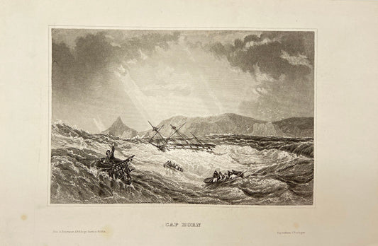 Original Antique Engraving - Karl Reiss - Cape Horn in California - E5