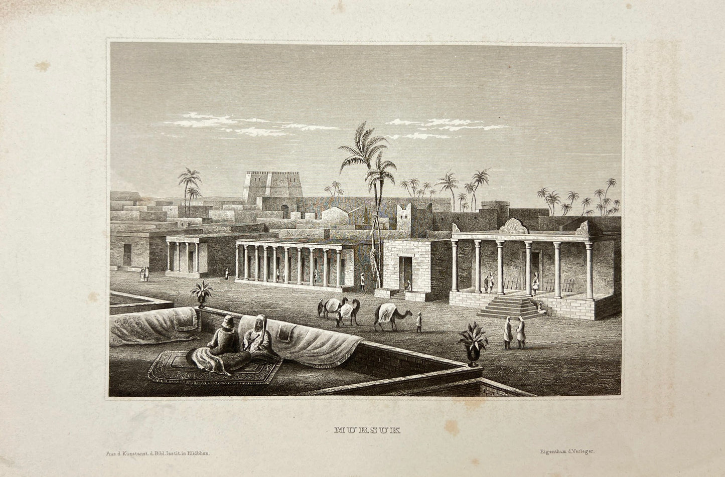 Original Antique Engraving - Karl Reiss - Mursuk city in Libya - E5