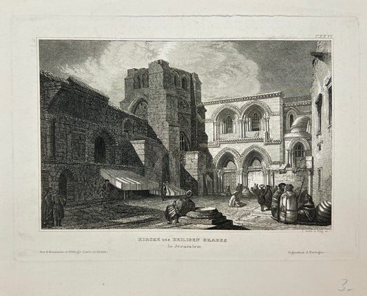 Antique Print - Reiss - Church of the Holy Sepulcher in Jerusalem - Israel - E5